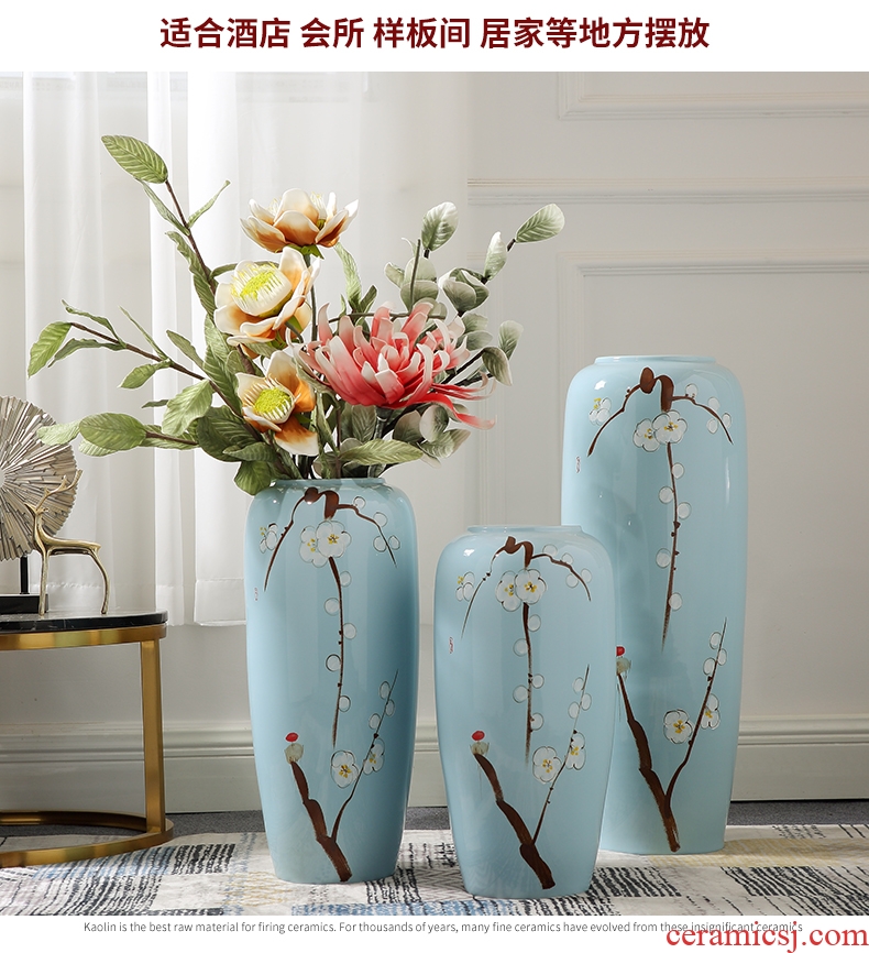 Jingdezhen ceramic Chinese landing big simulation flower vase large sitting room sets flower arranging hotel decoration furnishing articles