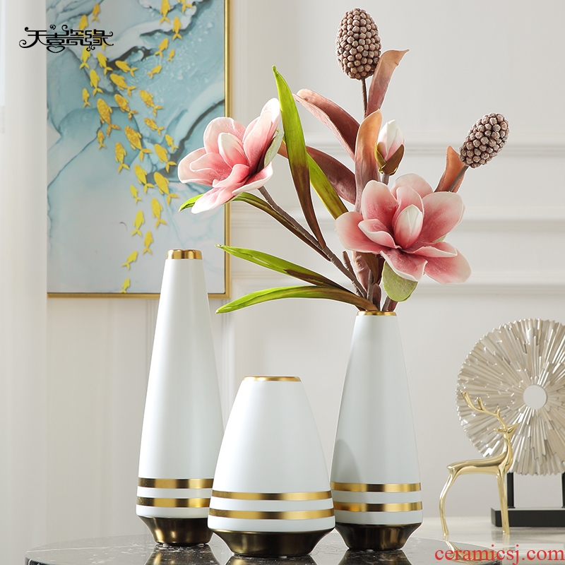 Modern European wine sitting room adornment furnishing articles household act the role ofing is tasted flower arranging TV ark table ceramic vases, tea table