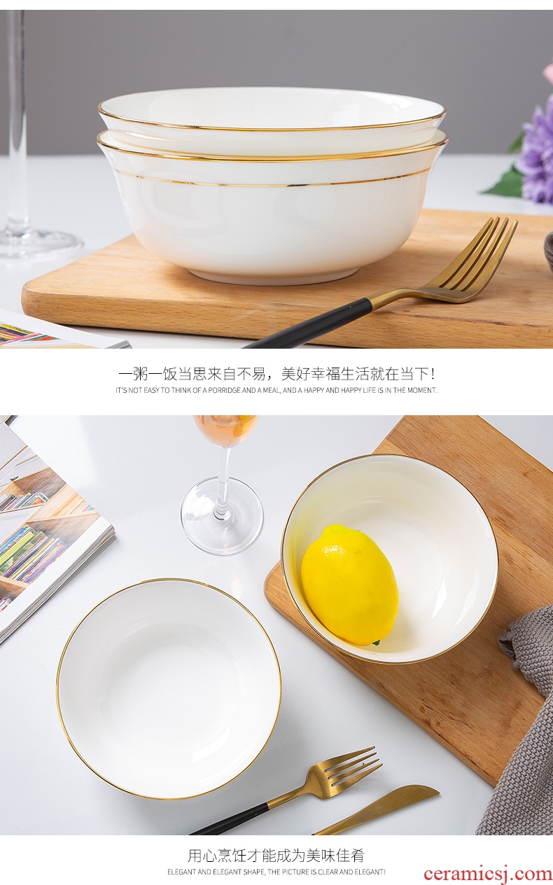 Jingdezhen ceramic rice bowl Chinese style phnom penh contracted household ceramics 6 inches large bubble rainbow noodle bowl single pack