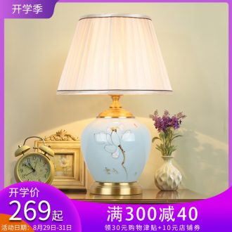 New Chinese style in the Nordic light luxury small desk lamp adornment bedroom berth lamp zen postmodern contracted sitting room ceramic full copper