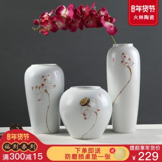 Jingdezhen modern new Chinese style ceramic vase lucky bamboo dried flowers sitting room Japanese zen home decoration furnishing articles