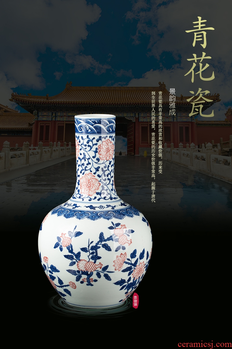 Jingdezhen blue and white ceramics celestial antique porcelain vase sitting room place household decoration modern TV ark