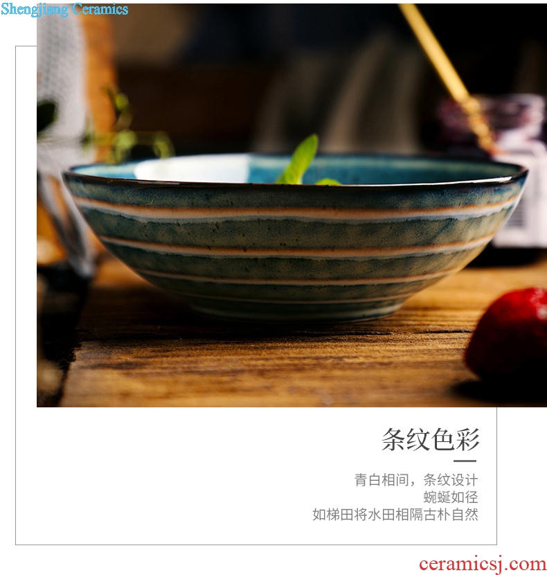 Ijarl Japanese dishes suit household bubble rainbow noodle bowl meal ceramic bowl of soup bowl bowl ins web celebrity bowl of indigo naturalis