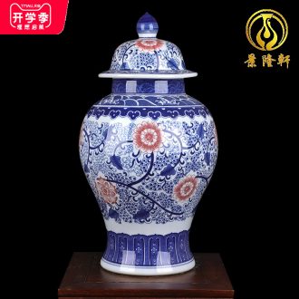 Jingdezhen ceramics archaize large general pot of blue and white porcelain vase sitting room of Chinese style household decorates porch place