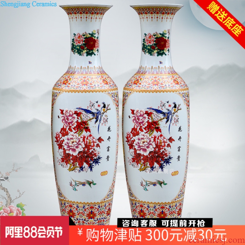 Jingdezhen ceramics powder enamel of large vase blooming flowers bright future home sitting room of Chinese style furnishing articles