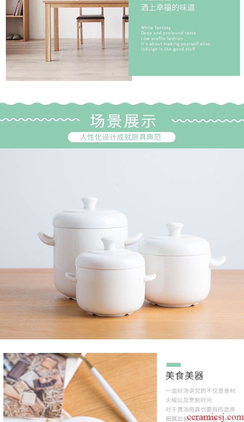 With cover ceramic stew water high temperature insulation stewed bird's nest small steamed egg bowl double cover household crock pot stew soup bowl bladder