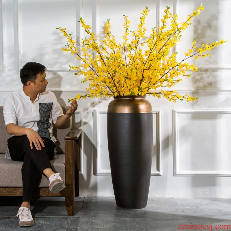 Ceramic floor sitting room hotel villa large vase flower receptacle furnishing articles hall device between example simulation flower arranging flowers