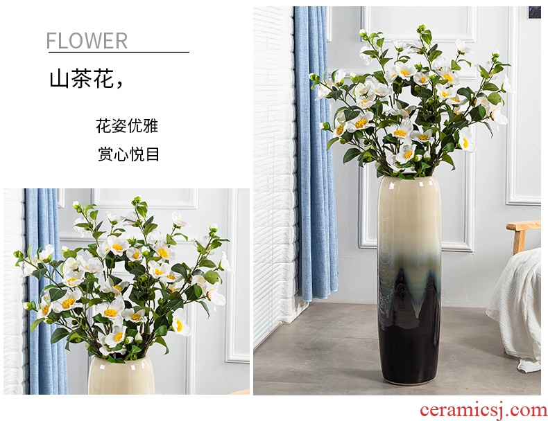 Jingdezhen ceramic vase landing large dried flower adornment is placed high Chinese contemporary and contracted sitting room European flower arrangement
