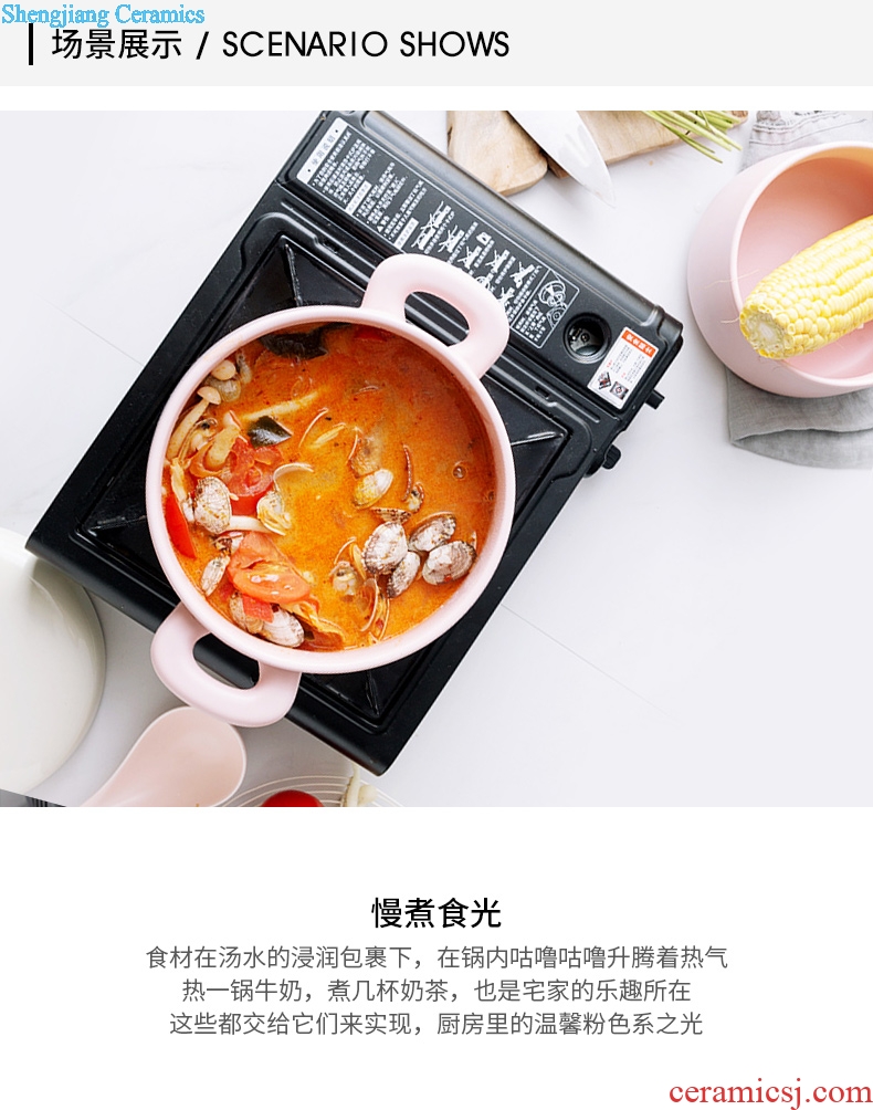 Million jia marca dragon ceramic lovely small pink sheet with cover handle milk pan ear soup pot is multi-purpose hot household