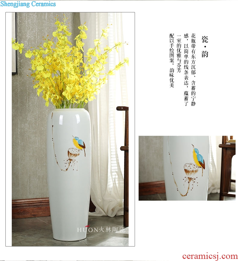 New Chinese style sitting room dining-room floor vase store window decoration flower implement jingdezhen ceramic plug dried flowers, furnishing articles