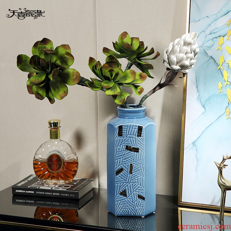 Light european-style luxury example room vases, flower arranging TV ark place the sitting room porch jingdezhen ceramic home decorations