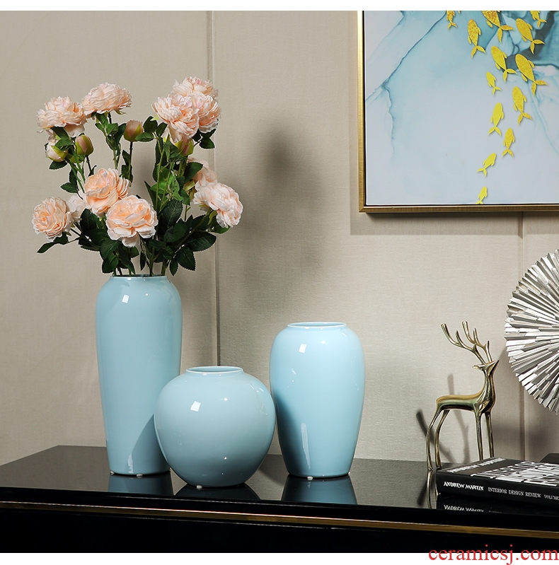 Jingdezhen ceramic vase furnishing articles new Chinese style flower implement simulation flower flower contemporary and contracted decorate the sitting room is small and pure and fresh