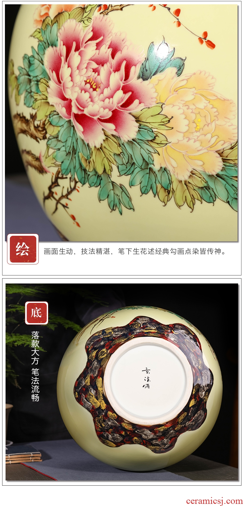 Master of jingdezhen ceramics hand-painted pastel antique vase Chinese TV ark adornment is placed large living room