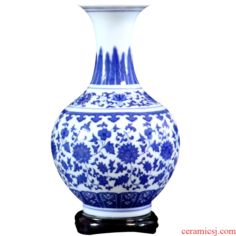 Blue and white porcelain vase furnishing articles flower arranging archaize little sitting room adornment handicraft gift of new Chinese style of jingdezhen ceramics