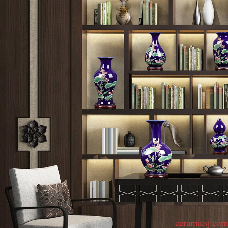 Jingdezhen ceramics modern cloisonne lotus flower bottle place flower arrangement home sitting room adornment handicraft