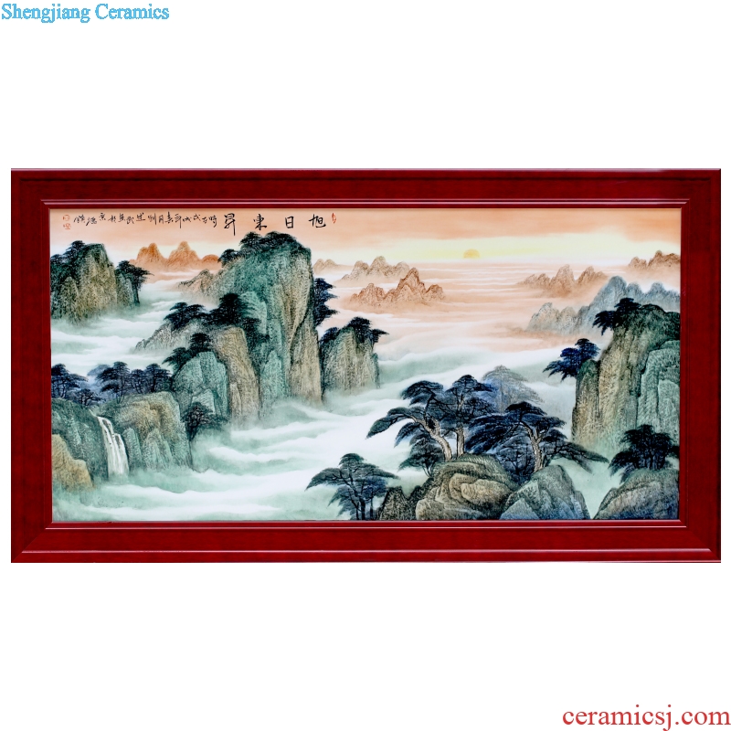 Jingdezhen ceramic hand-painted sunrise landscape porcelain plate painting the living room a study Chinese opening gifts that hang a picture