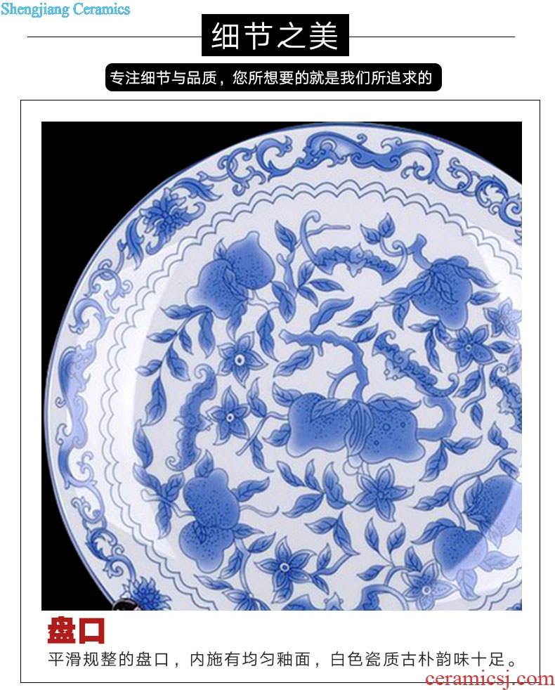 The sitting room of Chinese style household art of jingdezhen ceramics plate QingHuaPan craft supplies creative gifts furnishing articles