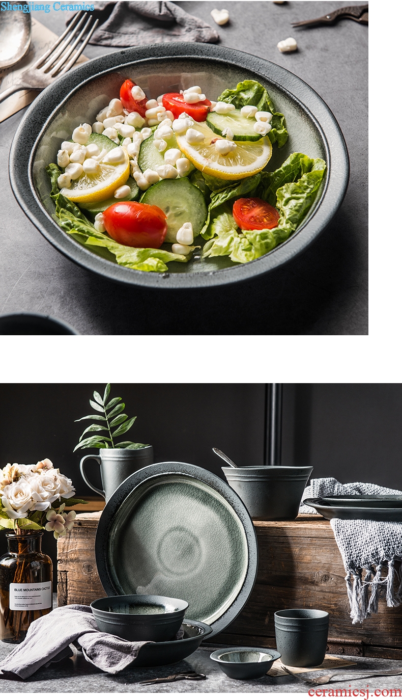 Million jia retro ice crack glaze ceramic bowl high anti hot large rainbow noodle bowl northern wind a single household salad bowl