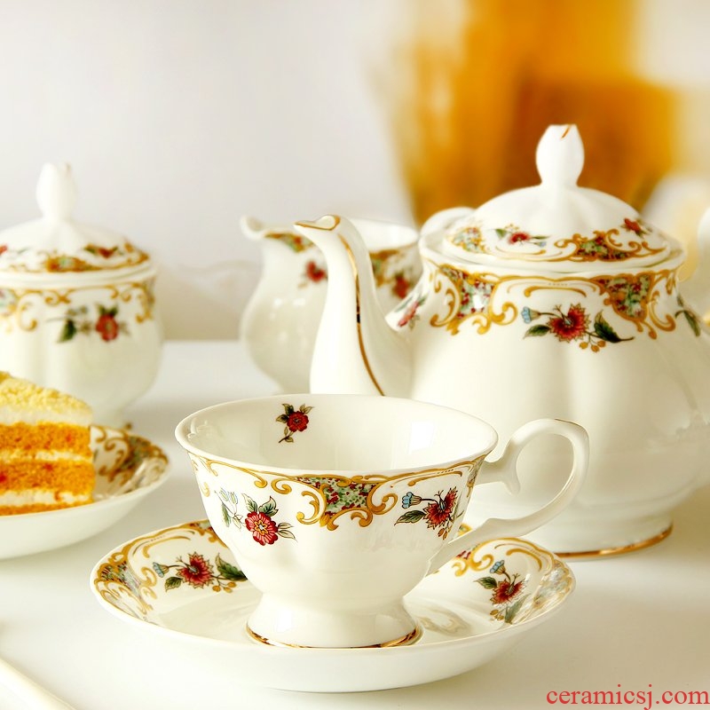 Ou tea set tea tea coffee bone porcelain coffee cup suit British red ceramic cups of household