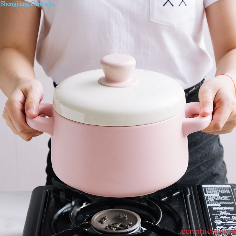 Million jia marca dragon ceramic lovely small pink sheet with cover handle milk pan ear soup pot is multi-purpose hot household