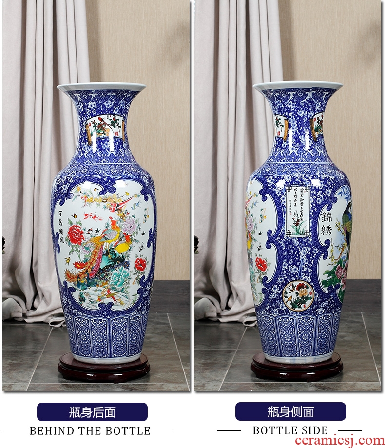 Jingdezhen blue and white vase of large sitting room contemporary household ceramics handicraft ceramic vase furnishing articles