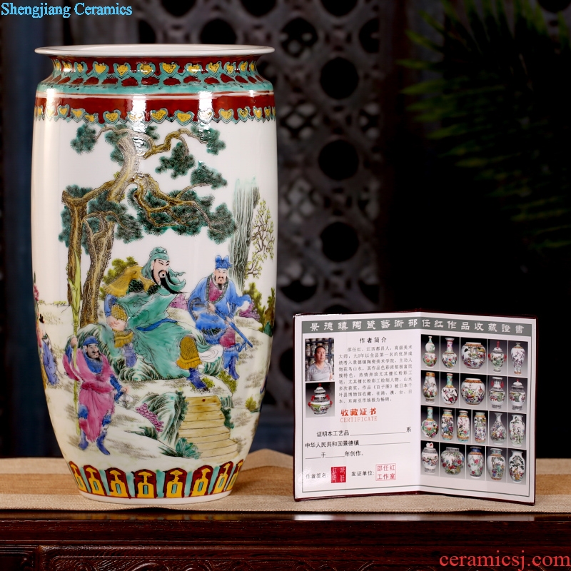 Jingdezhen ceramic hand-painted guan yu tackled receive furnishing articles home sitting room vase mesa study Chinese calligraphy and painting