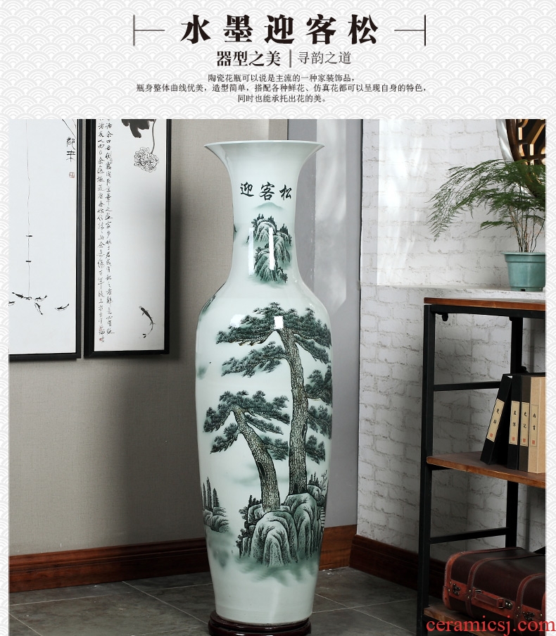 Jingdezhen ceramics of large blue and white porcelain vase, flower arrangement of Chinese style living room office decoration place hotel