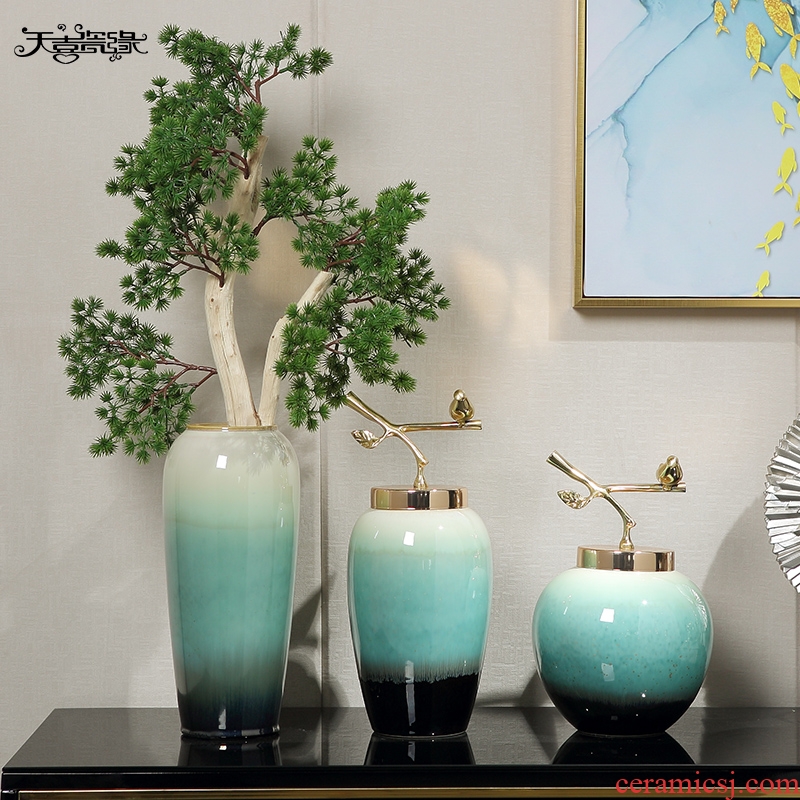Jingdezhen European ceramic vases, flower arranging guest-greeting pine household act the role ofing is tasted furnishing articles new Chinese style living room mock up room decoration
