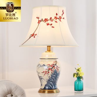 Adjustable desk lamp of bedroom the head of a bed lamp creative romantic warm light new Chinese style is contracted and contemporary sitting room luxury ceramic lamp