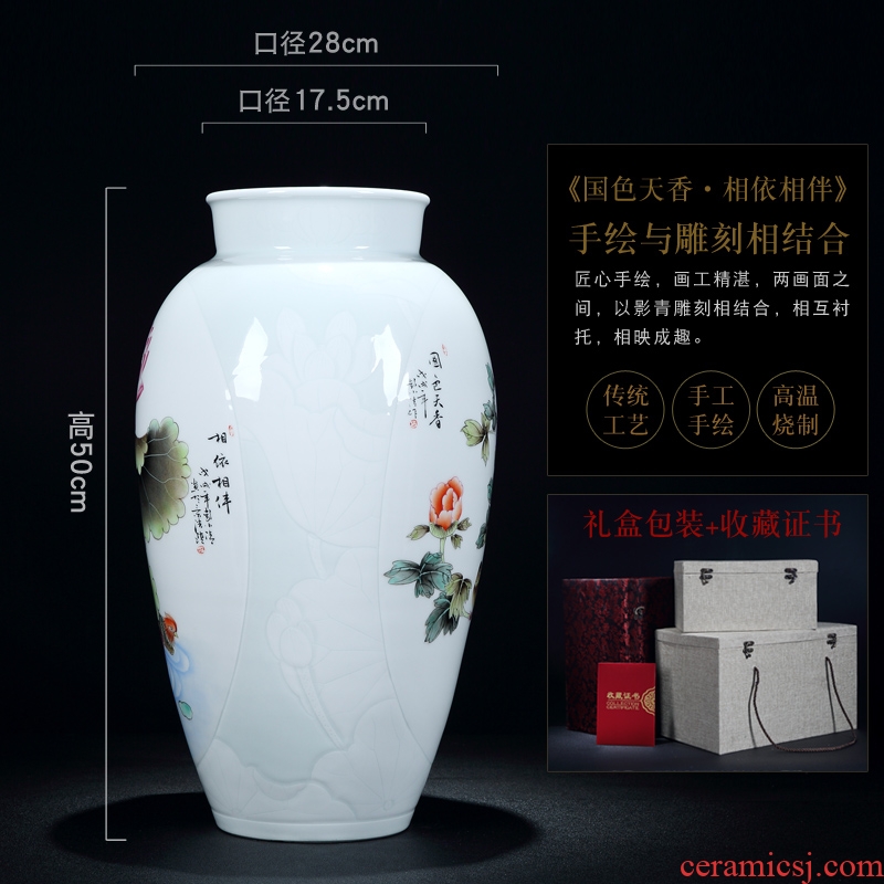 Jingdezhen ceramics shadow blue sculpture hand-painted vases, flower arrangement sitting room adornment of Chinese style household TV ark furnishing articles