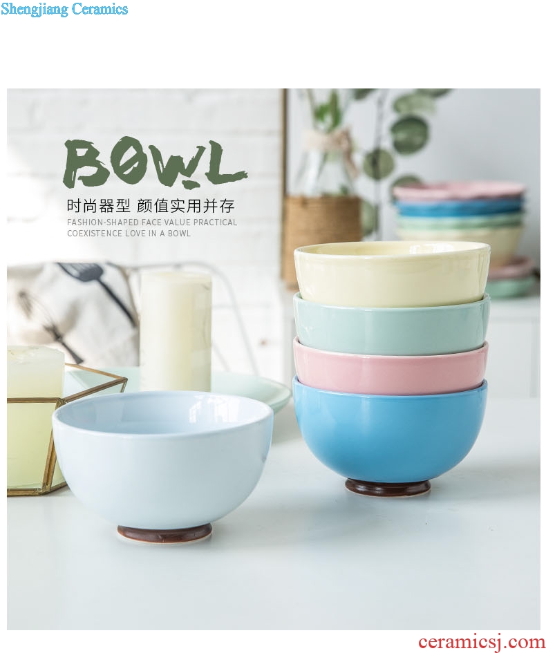 Million jia Japanese ceramic bowl pull a rainbow noodle bowl soup bowl of fruit salad bowl dessert vegetables bowl large food bowl