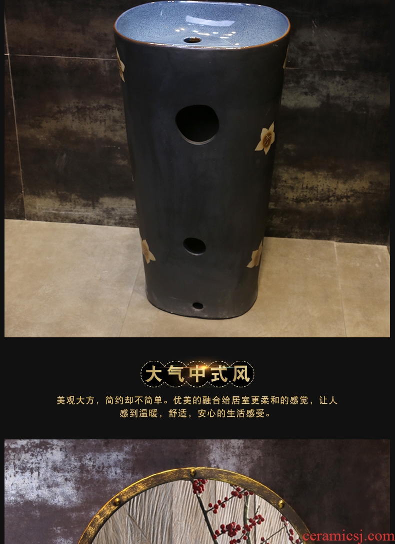 JingYan pearl flower column type lavatory ceramic basin floor lavabo vertical integrated arts column column