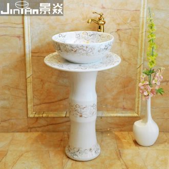JingYan pillar of European art basin ceramic pillar type lavatory floor type basin vertical basin sink a whole column