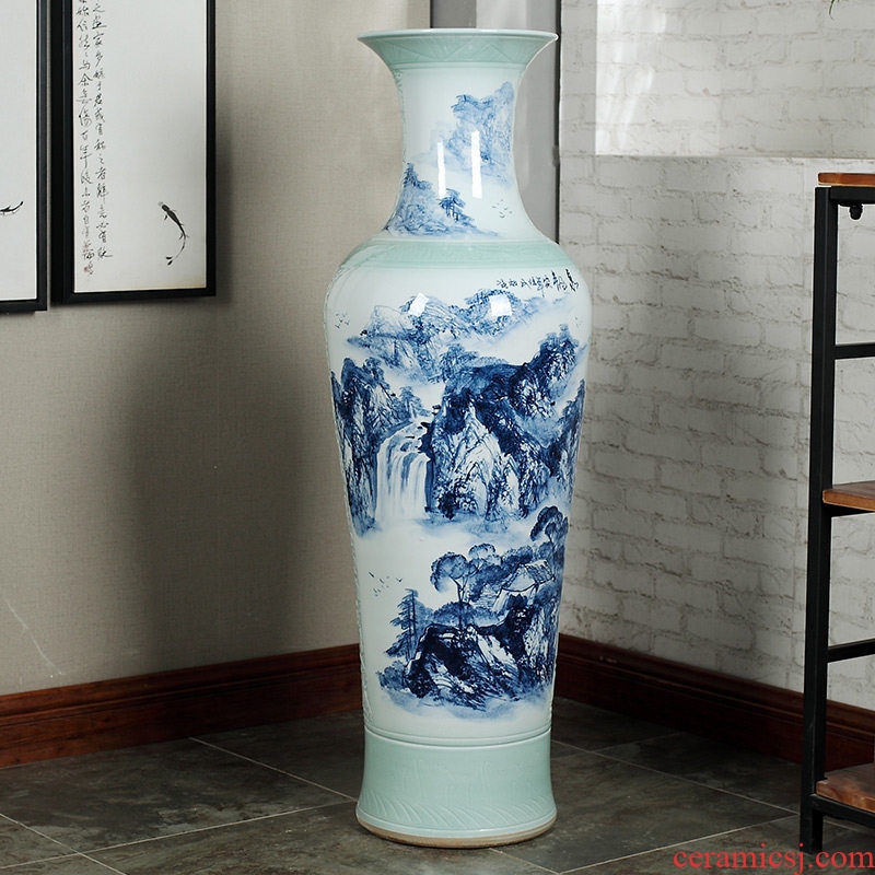 Jingdezhen ceramics of large vases, antique hand-painted carving peony hotel opening sitting room adornment is placed