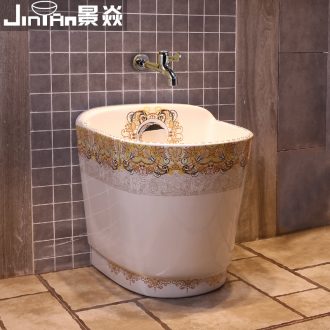 JingYan European art mop pool household balcony large ceramic mop pool automatic toilet mop pool water