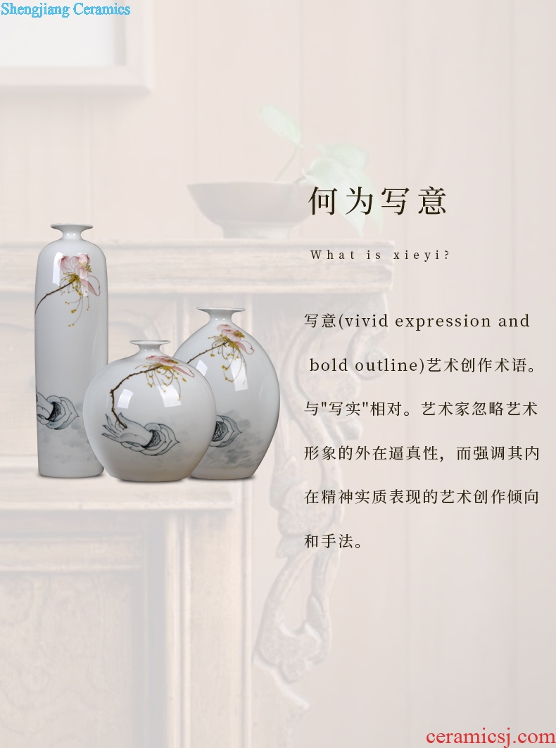 Jingdezhen ceramics hand-painted art guanyin sitting room porch decoration three-piece home furnishing articles Chinese style arts and crafts