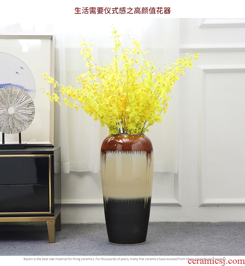Jingdezhen ceramic big vase furnishing articles of modern new Chinese style villa living room shop flower arranging home soft decoration