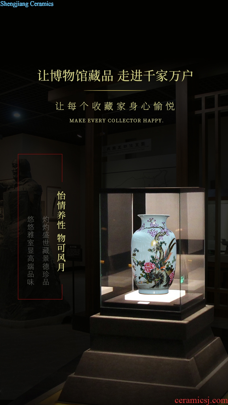 Jingdezhen ceramics imitation qing qianlong hand-painted golden pheasant peony vases, new Chinese style living room decorations furnishing articles