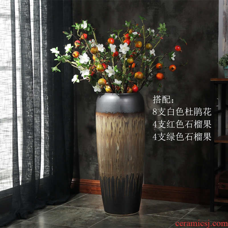 Simulation modelling of azalea flowers, silk flower branches home decoration Chinese zen ceramic vases, flower art