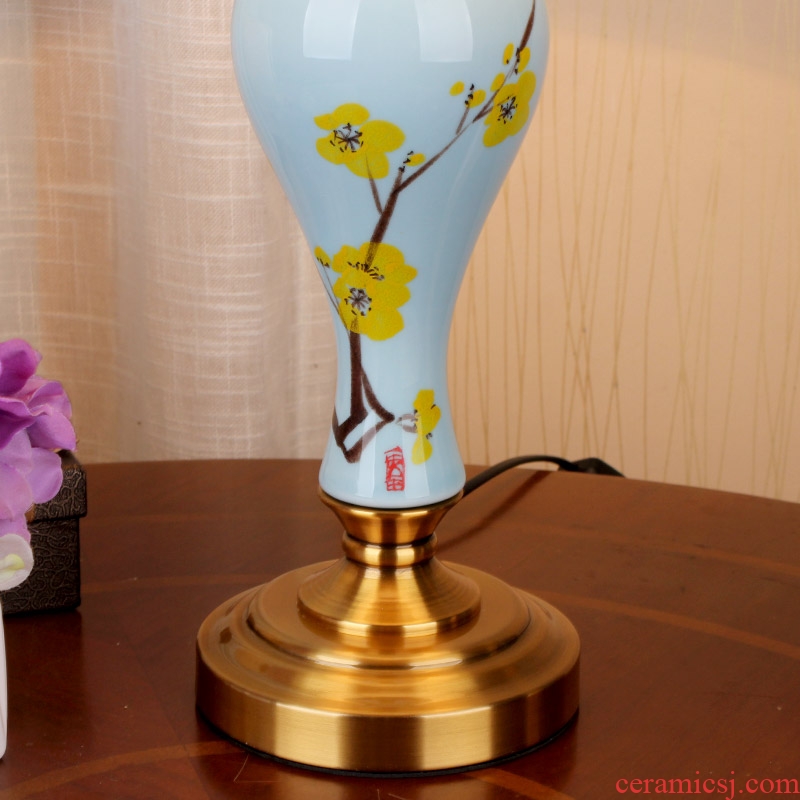 American desk lamp jingdezhen ceramic bedside lamp sitting room adornment bedroom modern Chinese hand-painted hotel apartment