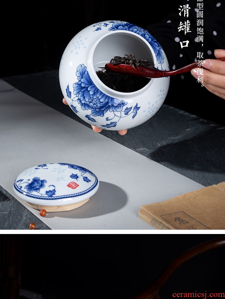 Number, jingdezhen ceramic medium caddy POTS sealed drum high-white porcelain jar of blue and white porcelain storage tanks