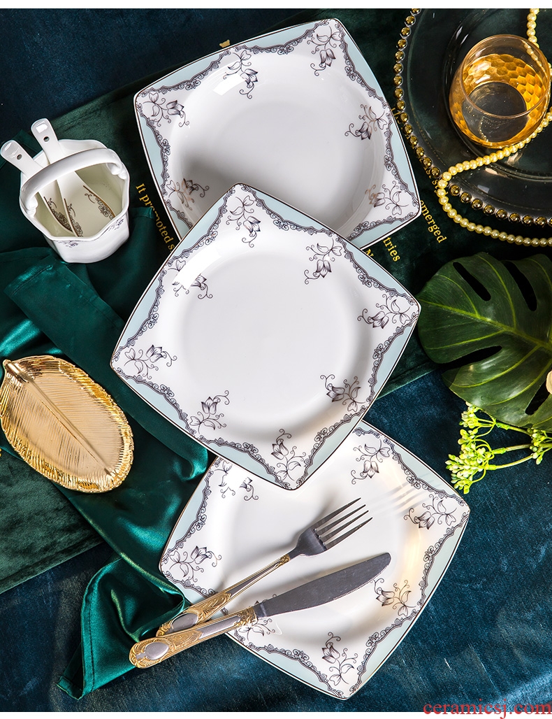 Continental plate plate of jingdezhen ceramic creative home plate phnom penh steak dinner plate plate suit