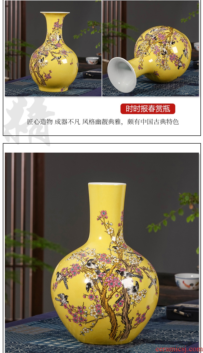 Jingdezhen modern archaize ceramic powder enamel lotus flower bottle handicraft decorative household items furnishing articles