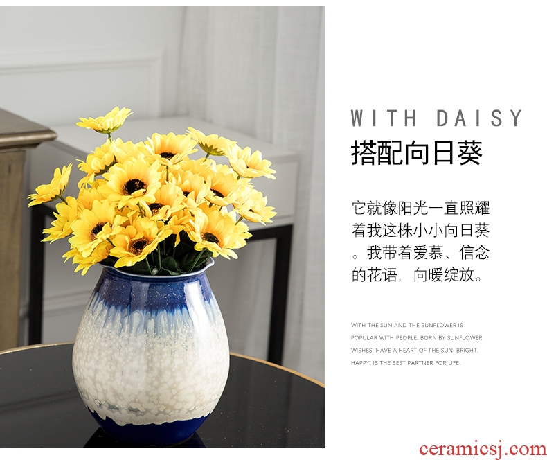 European ceramic small vase hydroponic contracted creative furnishing articles of dry blue flowers planted jingdezhen sitting room