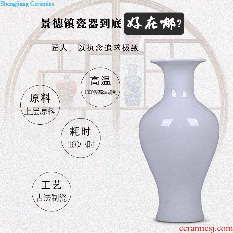 Jingdezhen ceramics white borneol crackle vase now Chinese style household decoration decoration is a sitting room