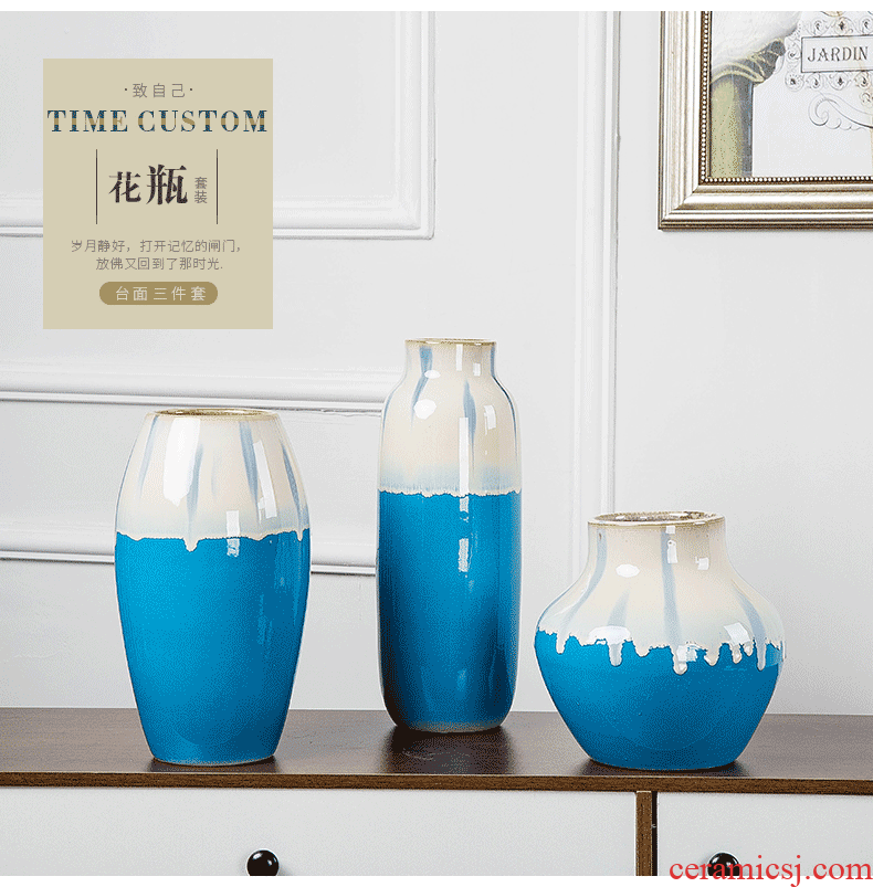 Jingdezhen ceramic vases, dry flower arranging flowers is household desktop wine sitting room adornment is placed contemporary and contracted Europe type