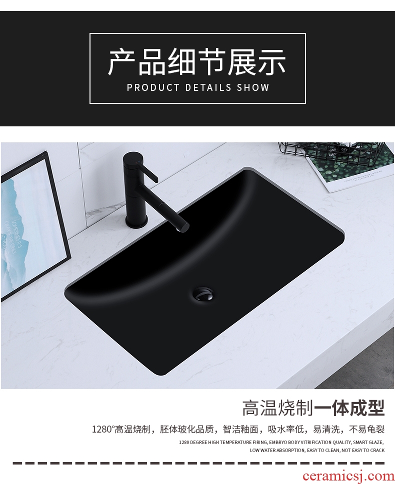 Black square ceramic lavabo undercounter embedded Nordic household marble wash basin of toilet stage basin