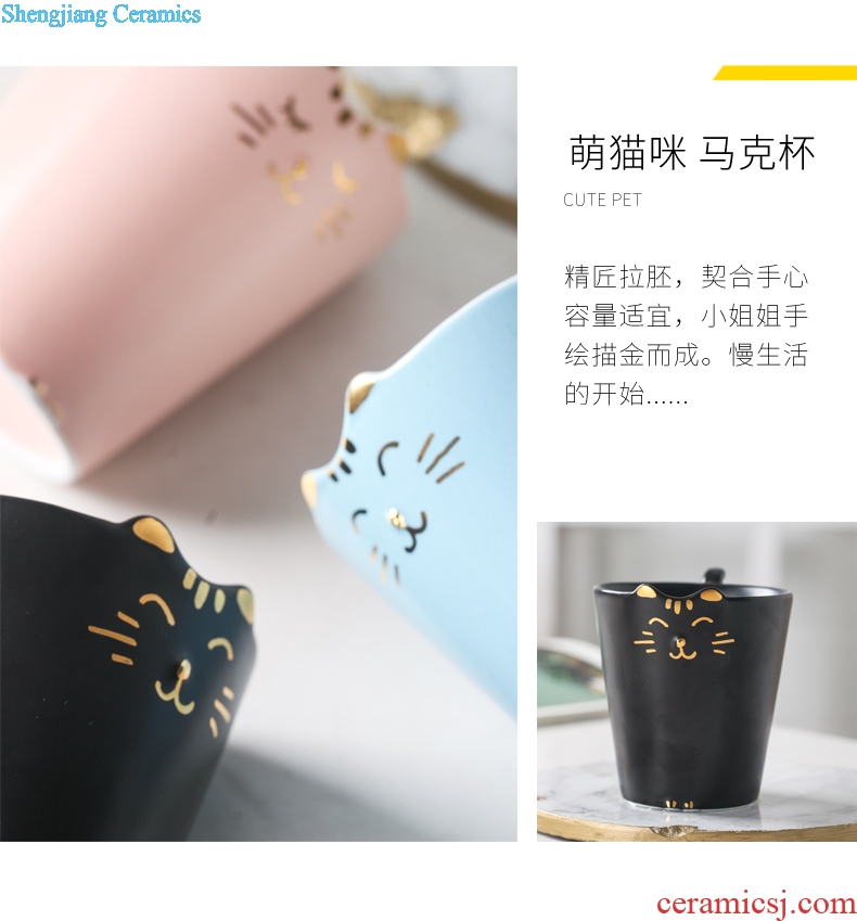 Japanese cute cat ceramic mug cup one manually office cup cartoon fun birthday gift