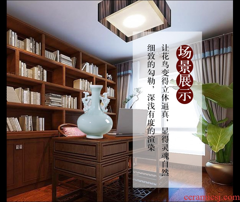 Jingdezhen ceramics floret bottle place flower arranging archaize sitting room rich ancient frame of new Chinese style household decorative arts and crafts