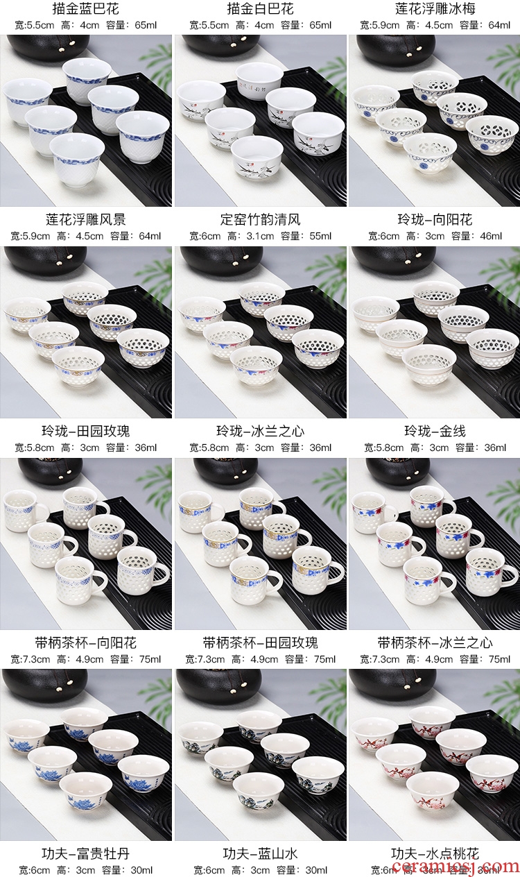 Leopard lam kung fu small ceramic cups of tea light bowl tea master sample tea cup purple sand cup tea of blue and white porcelain